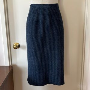 Vintage Blue Wool Rib Knit Skirt Sz M VGUC